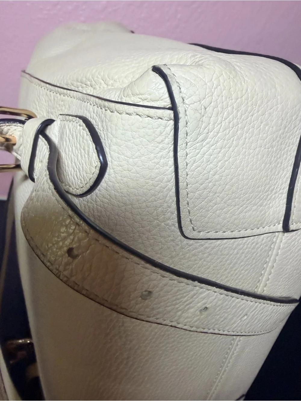 Coach Cream Leather Graffiti Backpack with Gold Hardware